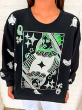 Load image into Gallery viewer, Queen Of Sparkles Black &amp; White Ghost QOS Card Sweatshirt