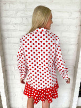 Load image into Gallery viewer, Queen Of Sparkles Red &amp; White Polka Dot Metallic Nutcracker Button Up Cotton
Dress
