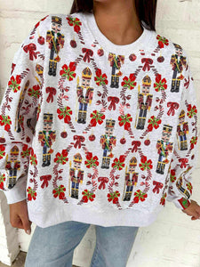 Queen Of Sparkles Grey Nutcracker & Candy Cane Sweatshirt