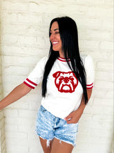 Load image into Gallery viewer, Queen of Single Bulldog White &amp; Red Top