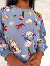 Load image into Gallery viewer, Queen Of Sparkles Blue Louisiana Food Sweater