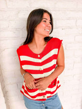 Load image into Gallery viewer, Here We Go Red Stripe Top