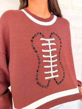 Load image into Gallery viewer, Queen Of Sparkles Brown Football Sweater