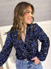 Load image into Gallery viewer, Hoping You Stay Blue Sequin Top