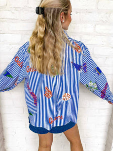 Queen Of Sparkles Florida Mini Icon Striped Button Down