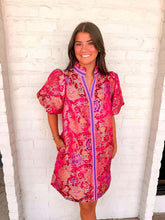 Load image into Gallery viewer, Small Talk Magenta Jacquard Dress