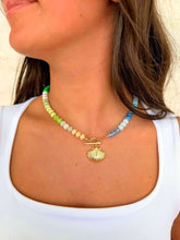 Load image into Gallery viewer, Rainbow Beaded Seashell Charm Necklace