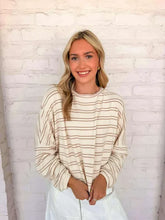 Load image into Gallery viewer, Light Up The Sky Oatmeal Stripe Top