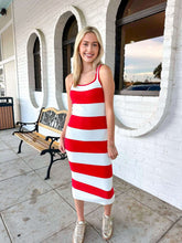 Load image into Gallery viewer, Just A Feeling Red Stripe Dress