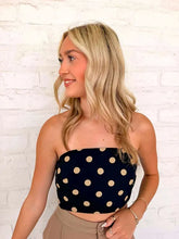 Load image into Gallery viewer, Welcome Back Black Polka Dot Tube Top