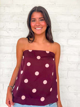Load image into Gallery viewer, Try Again Burgundy Polka Dot Top