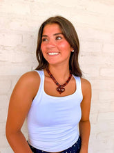Load image into Gallery viewer, Large Heart Burgundy Bead Necklace