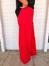 Load image into Gallery viewer, Queen Of Sparkles Red Wide Leg Rhinestone Jean