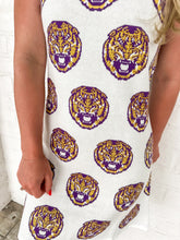 Load image into Gallery viewer, Queen Of Sparkles Licensed LSU Mascot Rhinestone Knit Tank Dress