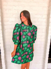 Load image into Gallery viewer, Spring Meadow Floral Navy Jacquard Dress