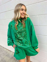 Load image into Gallery viewer, Queen Of Sparkles Queen Card Emerald Logo Mock Neck Sweatshirt