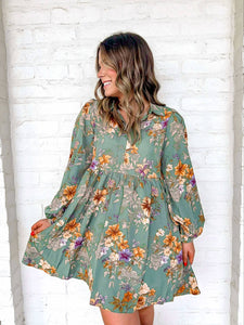 Floral Fields Green Dress