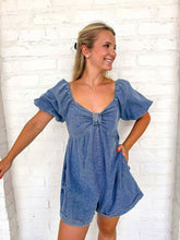 Load image into Gallery viewer, Sweetheart Washed Denim Romper