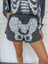 Load image into Gallery viewer, Queen Of Sparkles Charcoal Iridescent Jeweled Skeleton Short