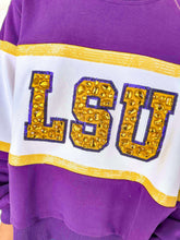 Load image into Gallery viewer, Queen Of Sparkles LSU Color-block Jewel Letter Sweatshirt