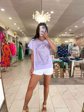 Load image into Gallery viewer, Queen Of Sparkles Lavender Scattered Jewel QOS Card Logo Tee