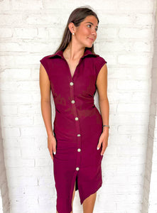 Busy Per Usual Burgundy Dress