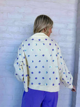 Load image into Gallery viewer, Queen Of Sparkles Beige &amp; Lavender Polka Dot Sparkle Logo Sweatshirt