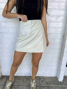 Lover Lost Cream Leather Skort