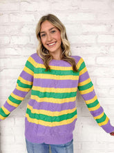 Load image into Gallery viewer, Mardi Gras Knitted Striped Sweater