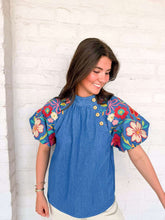 Load image into Gallery viewer, THML Headed That Way Blue Top