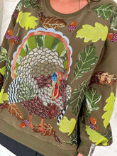 Load image into Gallery viewer, Queen Of Sparkles Olive Green Multi Turkey &amp; Leaves Sweatshirt