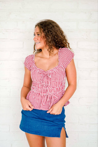 Deserve The Most Red Gingham Top