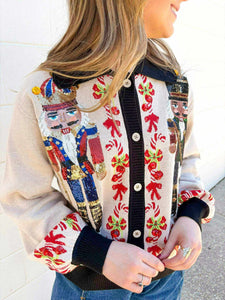 Queen Of Sparkles Black Trim Collar Nutcracker & Candy Cane Cardigan