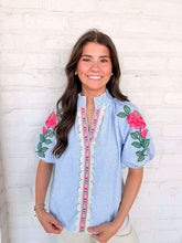 Load image into Gallery viewer, THML Hear The Good Blue Blouse