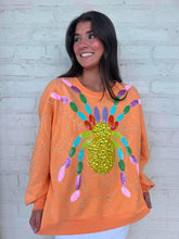 Load image into Gallery viewer, Queen Of Sparkles Light Orange Multi Spider On Web Sweatshirt