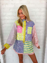 Load image into Gallery viewer, Queen Of Sparkles Multi Sequin Stripe Button Up Top