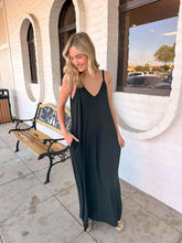 Load image into Gallery viewer, Night Shift Black Cami Maxi Dress