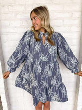 Load image into Gallery viewer, Floral Denim Blue Dress