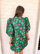 Load image into Gallery viewer, Spring Meadow Floral Navy Jacquard Dress