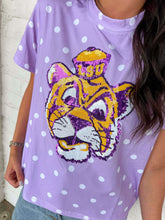 Load image into Gallery viewer, Jordan Amanda Adult Purple Tiger Head Polka Dot Top