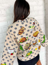 Load image into Gallery viewer, Queen Of Sparkles Ivory Flower Print Thanksgiving Button Up Cardigan