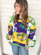 Load image into Gallery viewer, Queen Of Sparkles Mardi Gras Checkered Icon Sweatshirt