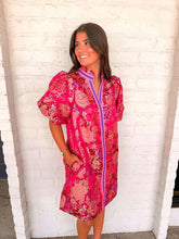 Load image into Gallery viewer, Small Talk Magenta Jacquard Dress