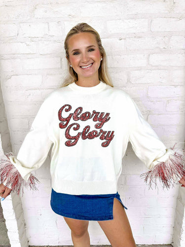 Queen Of Sparkles UGA Feather Sleeve Sweater