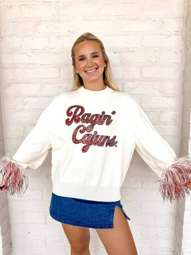 Queen Of Sparkles ULL Feathered Sleeve Sweater