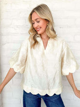 Load image into Gallery viewer, Scallop Secrets Ivory Jacquard Top
