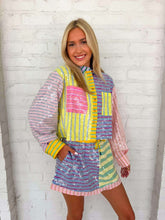 Load image into Gallery viewer, Queen Of Sparkles Multi Sequin Stripe Button Up Top