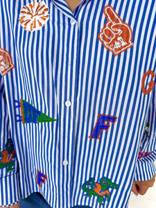 Queen Of Sparkles Florida Mini Icon Striped Button Down