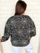 Load image into Gallery viewer, Queen Of Sparkles Black &amp; White Spider Web Spooky Sweatshirt