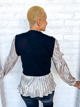 Load image into Gallery viewer, THML Metallic Vibes Black Top